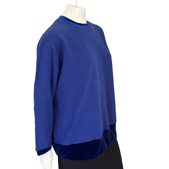 VTG GANTOS Velvet Trimmed Sweatshirt in Royal Blue SZ XL - Picture 4 of 12